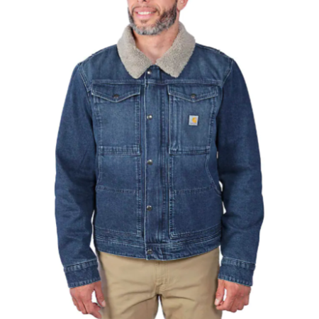 Relaxed Fit Denim Sherpa Lined Jacket