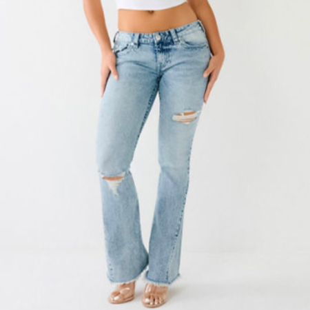 Distressed Low Rise Flare Jean