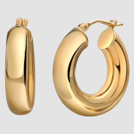 14K Gold Chunky Hoop Earrings