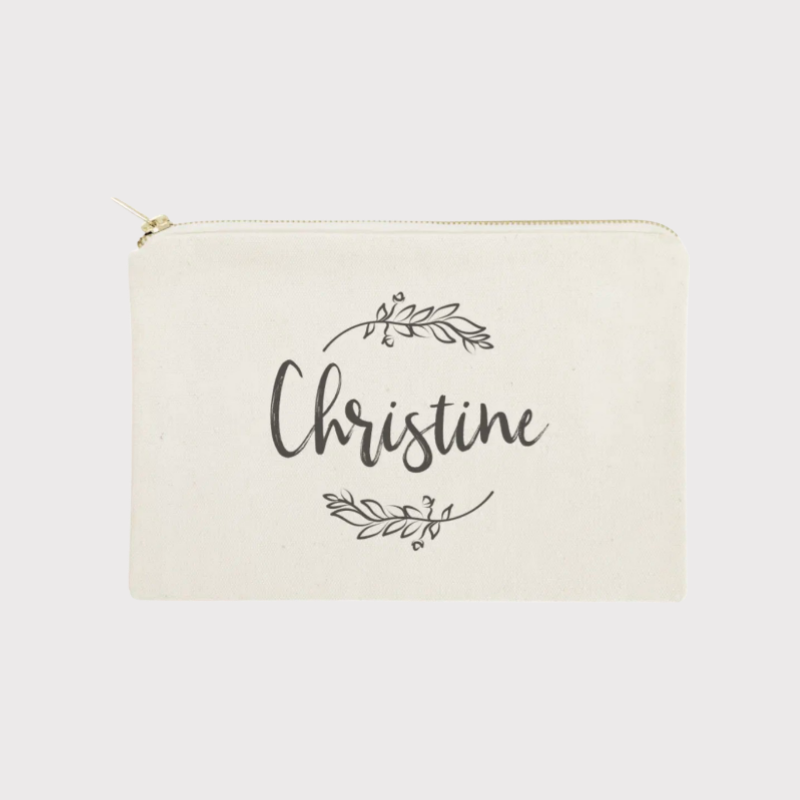 Personalized name with vine cosmetic bag