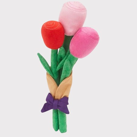 Frisco valentine rose bouquet plush squeaky dog toy