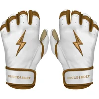 PREMIUM PRO GOLD Series Short Cuff Batting Gloves - Gold WHITE