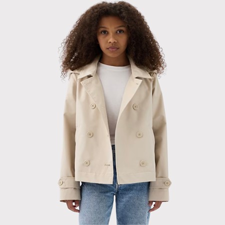 Kids cropped trench coat