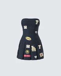 Teagan Navy Pinstripe Mini Dress