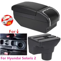 Armrest Box For Hyundai Solaris 2/Accent/Verna 2017-2023 Centre Console Storage Box with USB Charging Ashtray Car accessories