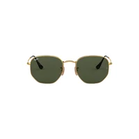 Ray-Ban Sunglasses Hexagonal Flat Lenses Gold Frame Green Lenses