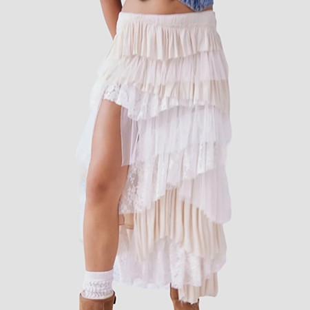 Tiered Ruffle Midi Skirt
