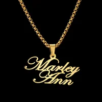 Personalized Custom Couple Double Name Necklace Stainless Steel Jewelry Mens Gold Box Chains Nameplate Pendant Chokers Love Gift