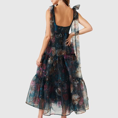 Ivanna Teal Floral Maxi Dress