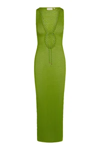 Monte Carlo Tie Dress - Cypress Lurex Lace Crochet