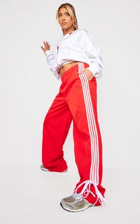 Red Shell Bow Detail Track Pants